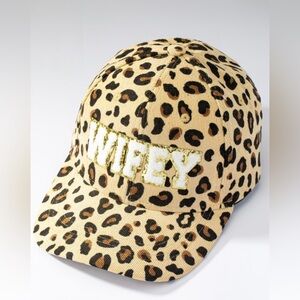 Cream and gold white wifey message corduroy baseball hat